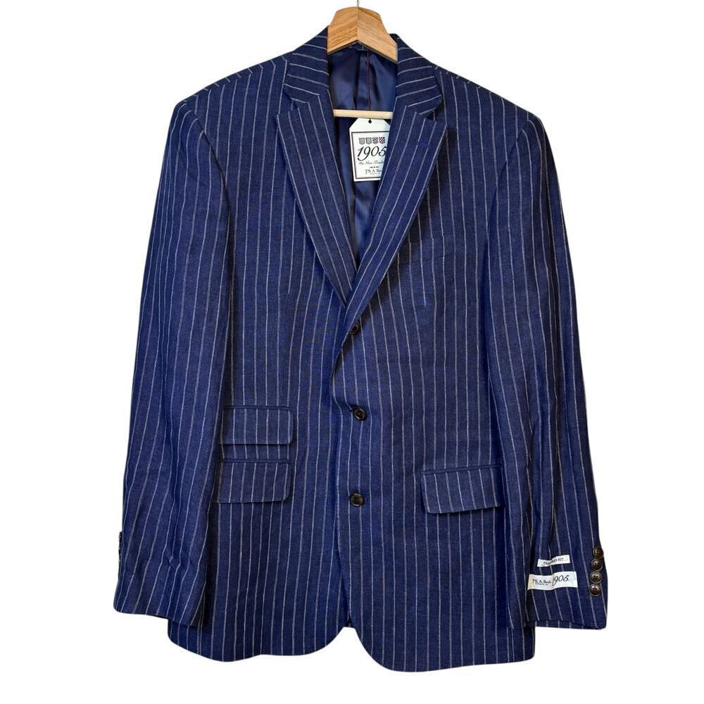 Jos A Bank Italian 100% Linen Pinstripe Sport Coat Size 42L Pante X Career NWT